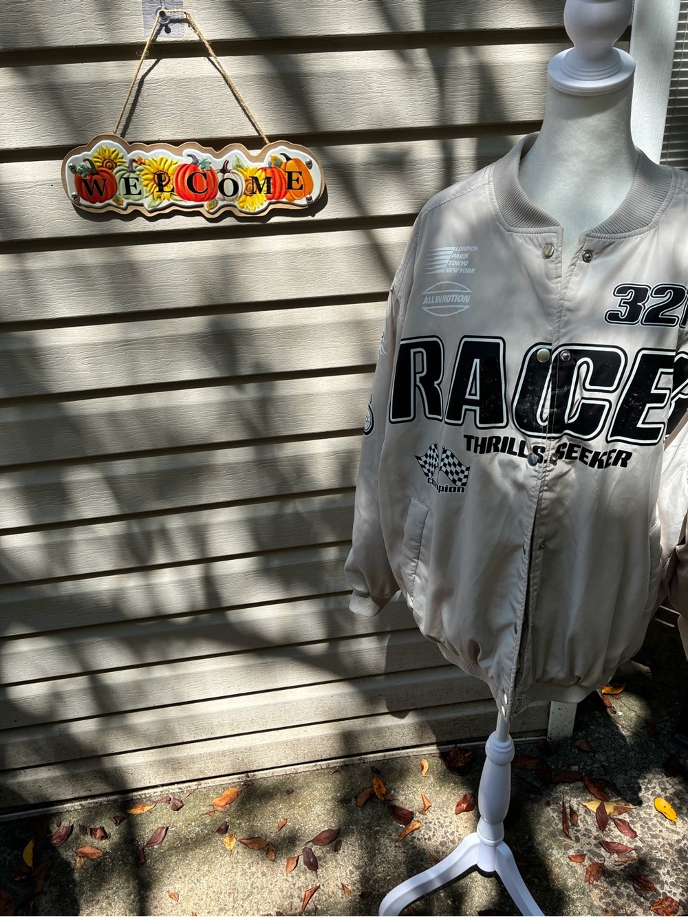Racer Thrill-Seeker Kids' Bomber Jacket - Light Gray